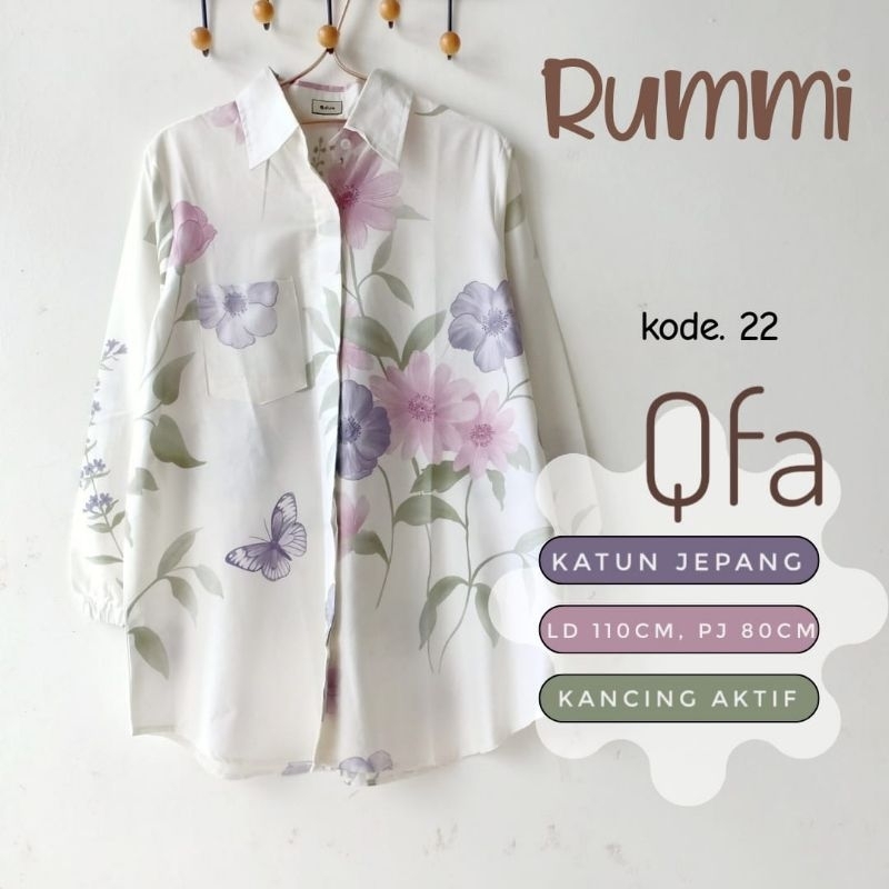 RUMMI #22 TUNIK WANITA BAHAN KATUN JEPANG PREMIUM MOTIF BUNGA BY QFA