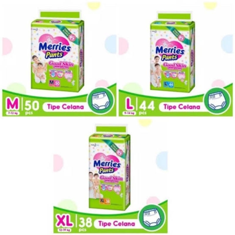 MERRIES PANTS, POPOK MERRIES UKURAN M34 L30 XL24