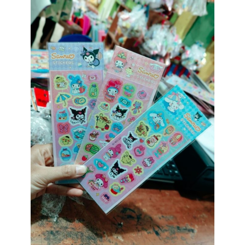 

5pcs \ 7.5 × 20cm \ stiker hologram \ stiker Sanrio \ karakter \ hiasan dekorasi \ stiker lucu