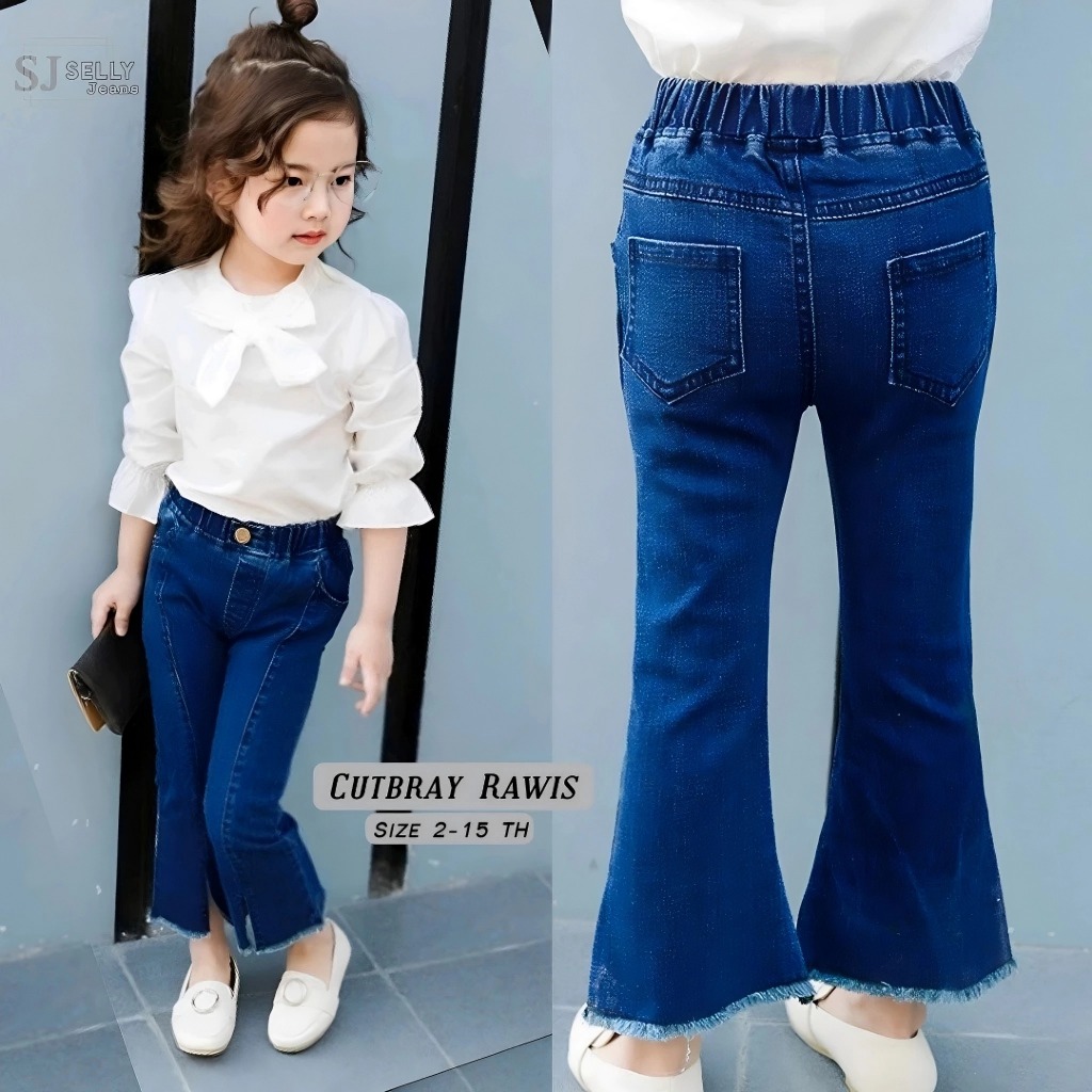 Celana Jeans Anak Perempuan Cutbray Rawis Bawahan Levis Anak Usia  2-15 Tahun