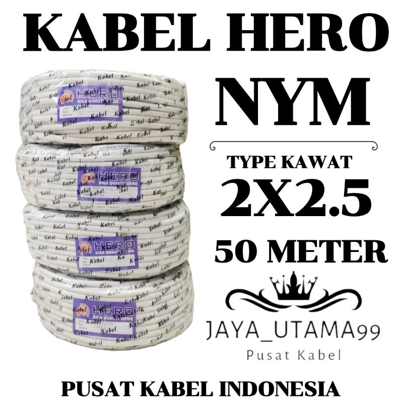 Kabel listrik HERO 2X2.5 50M NYM Isi 2 Kawat