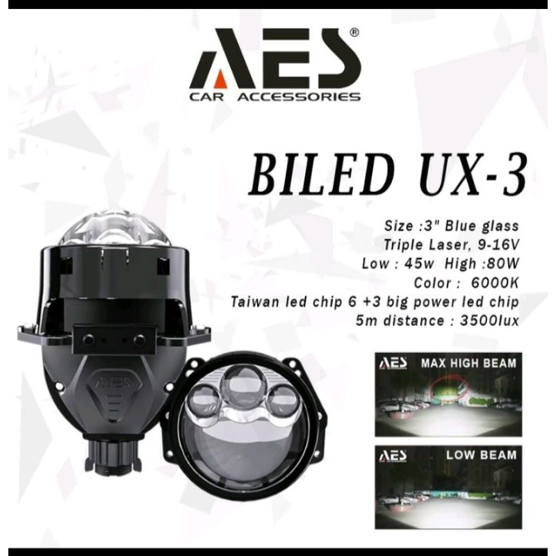 Biled AES UX 3 BI-Led 3inch Triple Laser Bilens Led Projector Lens 80 Watt aes AES BILED