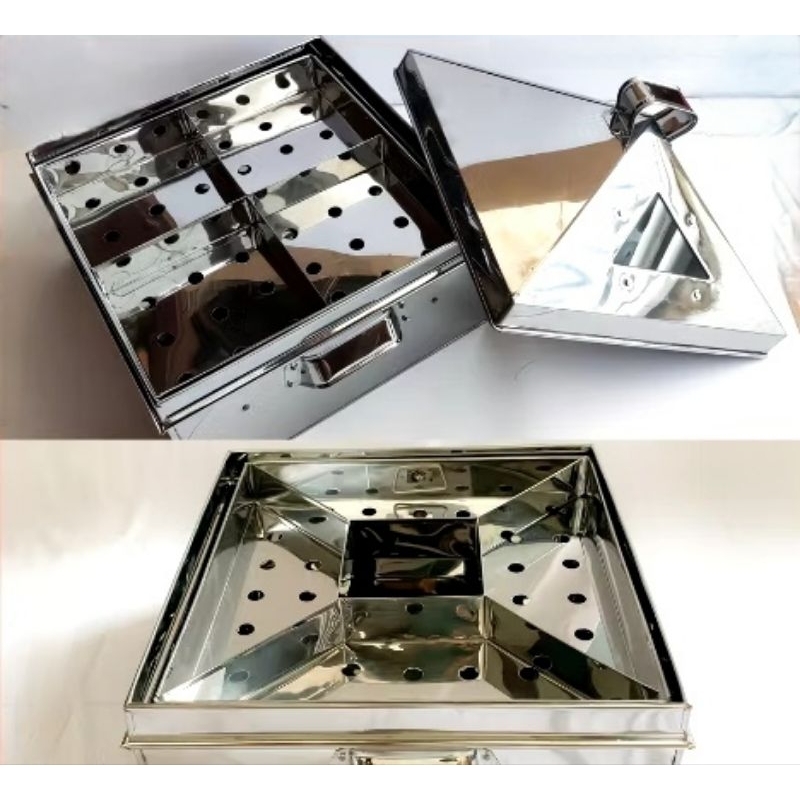Klakat Kukusan Dimsum Steamer Kotak Persegi 4 Sekat Bahan Stainless steel Panci Kukus Kue