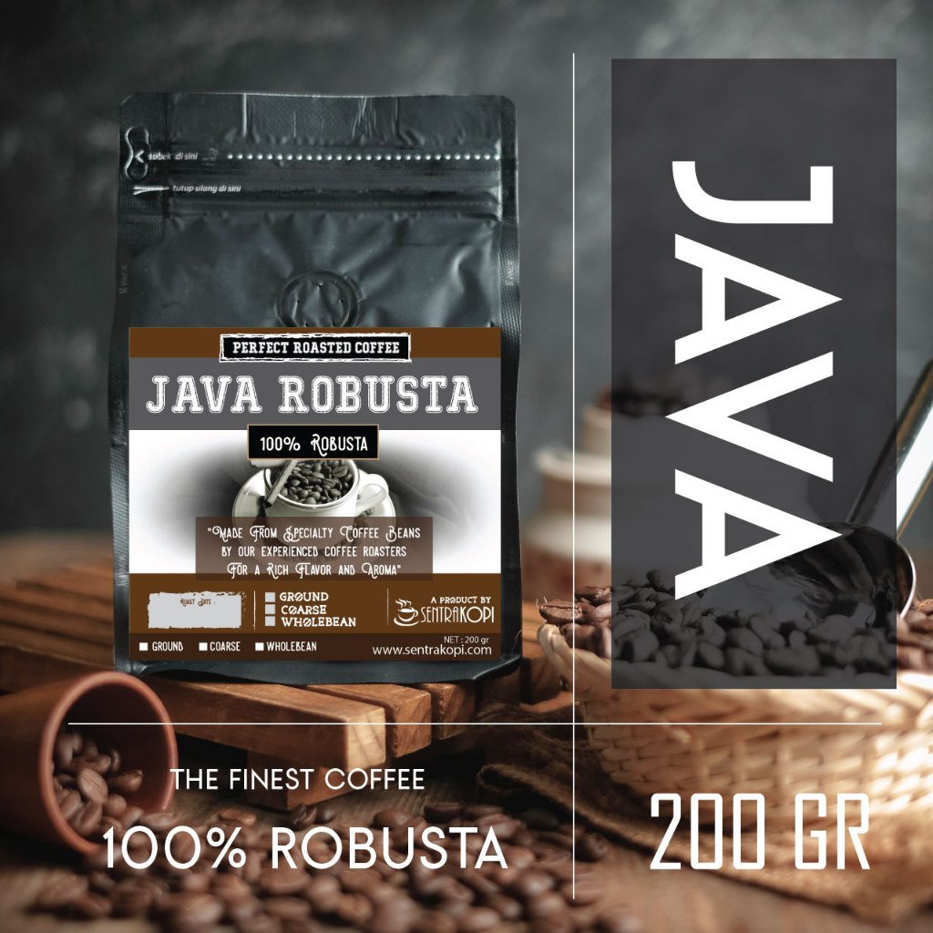 

Sentra Kopi Java Robusta 200 Gram - Bubuk / Biji - Premium Coffee 200Gr Kopi Hitam Murni Jawa