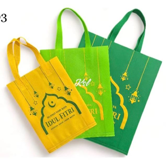

TAS SPUNDBOND PARCEL GOODIE BAG IDUL FITRI LEBARAN DESIGN 1B-3 UKURAN