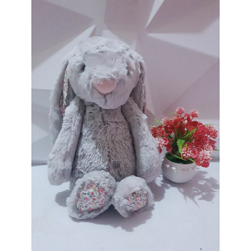 Jellycat Bunny Grey Blossom - size Medium -  No Tag - 1 Label