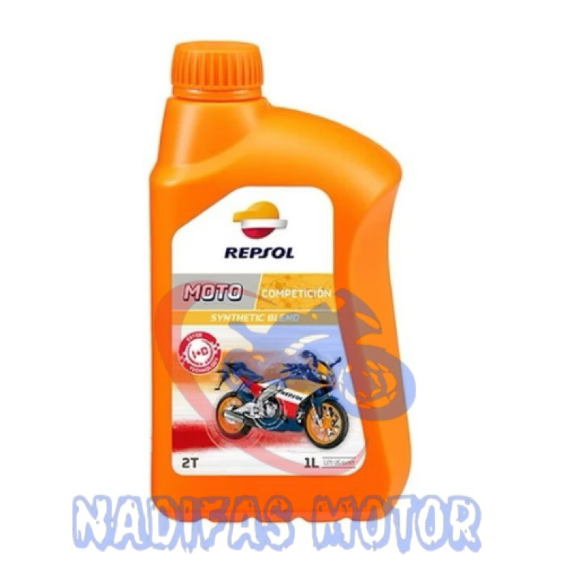 Oli REPSOL MOTO COMPETITION 2T Original 1 Liter Ester TPI Oil Competicion Mesin Samping Motor 2 Tak