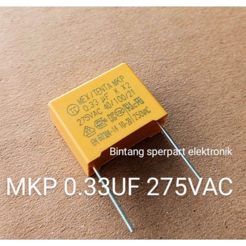 KAPASITOR MKP 0.33UF 275V MKT 334 TENTA KAPASITOR MKT 0.33UF 275V CAPACITOR MKP 0.33UF 275VOLT MKT M