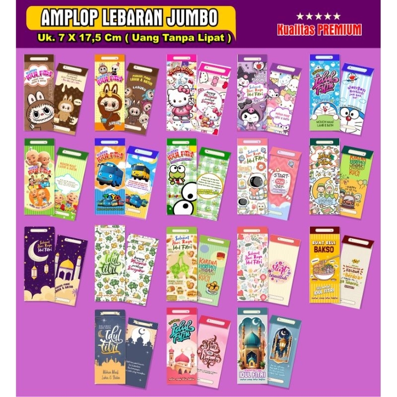 

Amplop Lebaran Jumbo TEBAL /Amplop Lebaran Besar /Panjang SNACK ( Isi 10 Amplop )