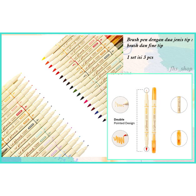 

3 Pcs Brush Pen Set Calligraphy Brush Lettering Brush Maker Pen Spidol Kaligrafi Twin Marker Dual