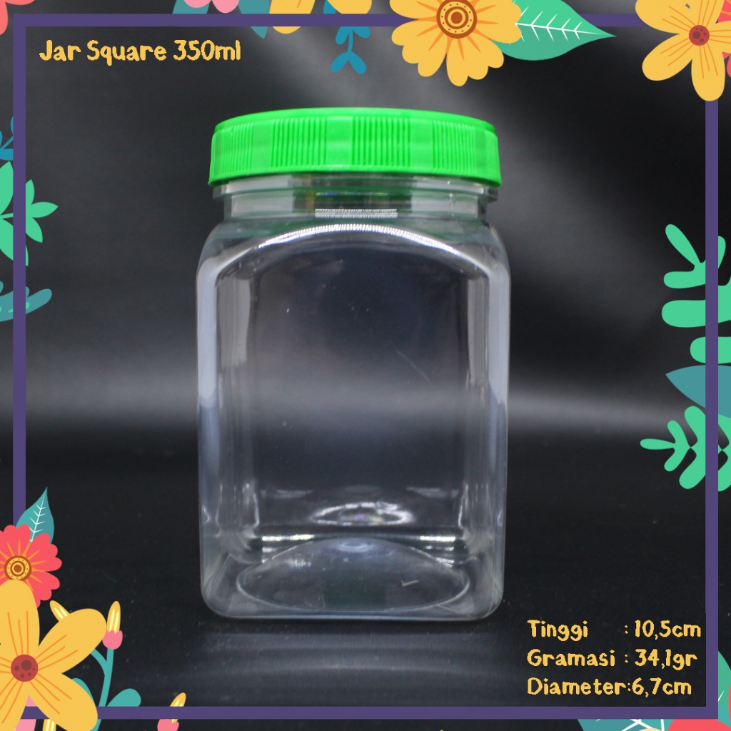 toples kotak jar square 350ml selai kotak kemasan selai sambal puding cokelat cookies biskuit kue sa