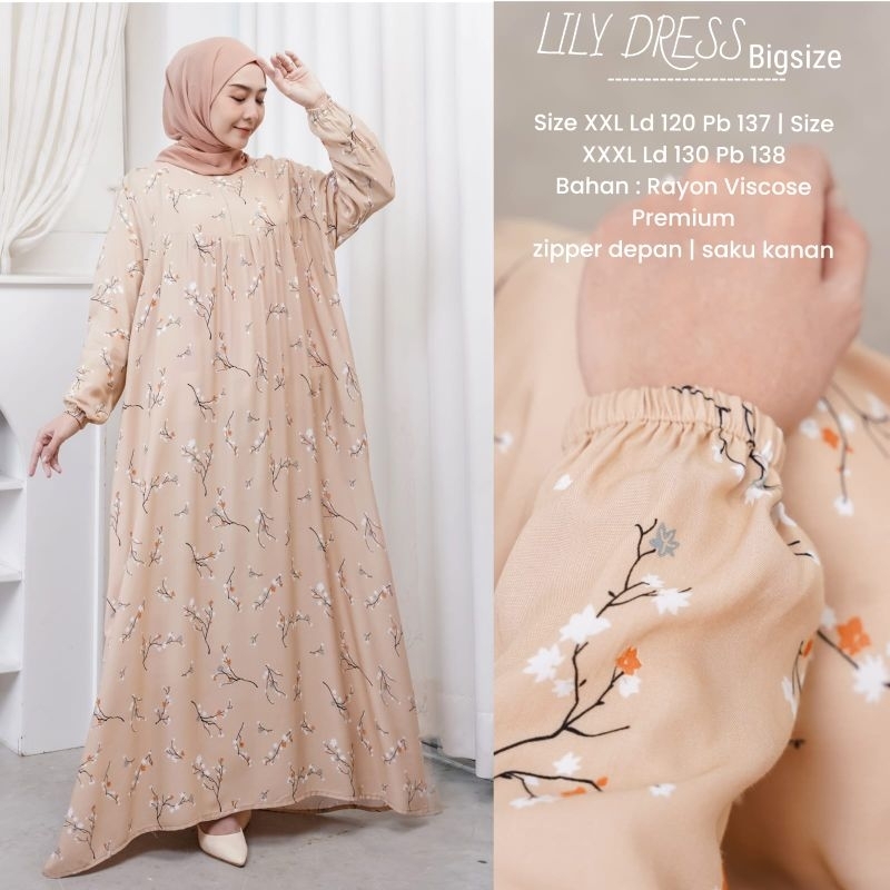 LD 130 | LD 120 Baju Gamis Jumbo Original Rayon Viscose LILY DRESS BIGSIZE