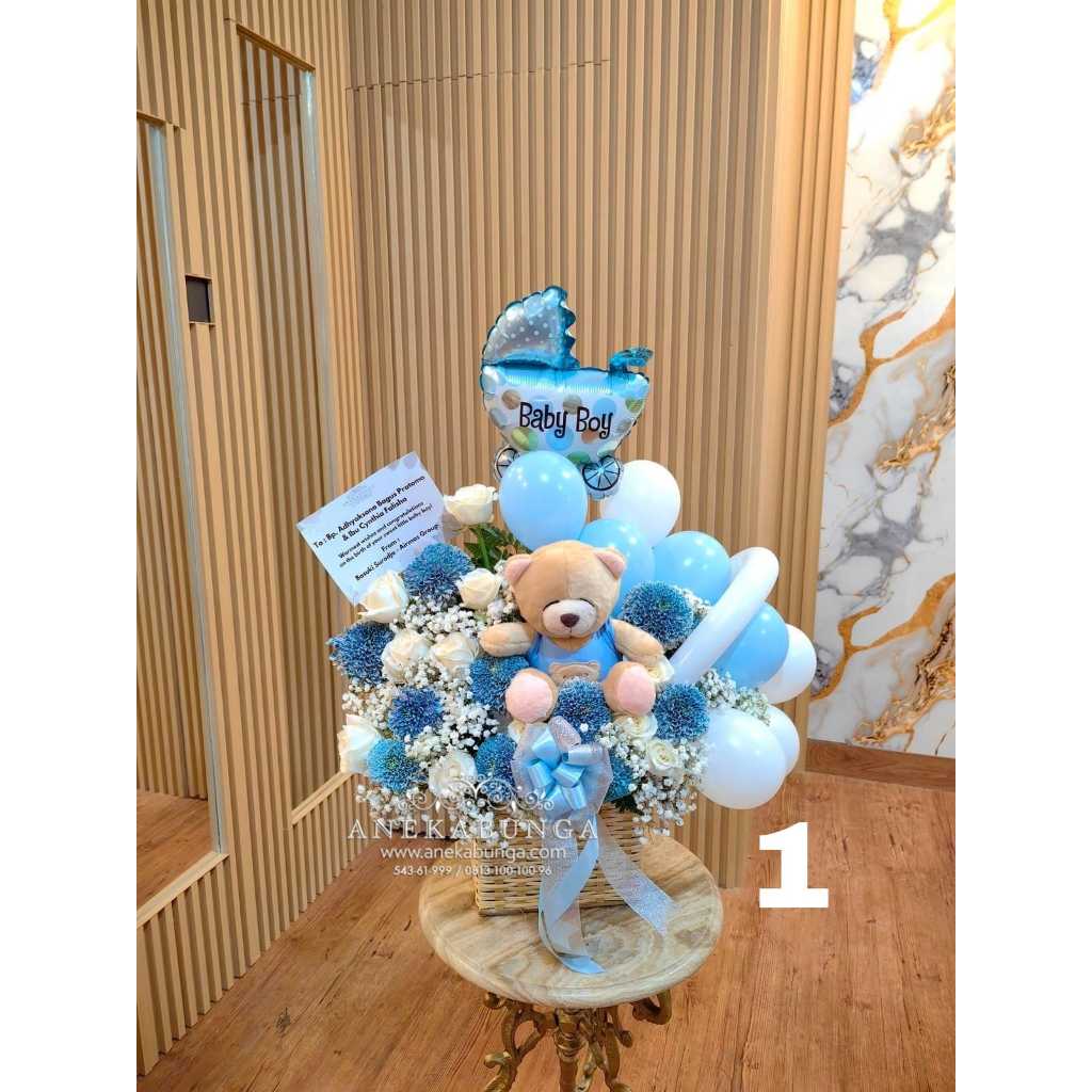 Rangkaian Balon Bunga Asli Ucapan Kelahiran Anak Bayi Fresh Flower Balloon Baby Boy Girl Kado Mother