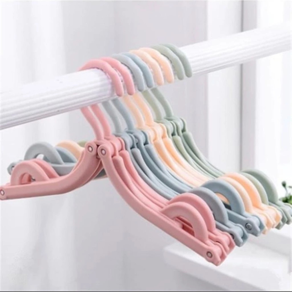 Hanger Hunger Lipat Gantungan Baju Cantelan Jemuran Pakaian Baju Syal Hijab Foldable Hangers For Tra