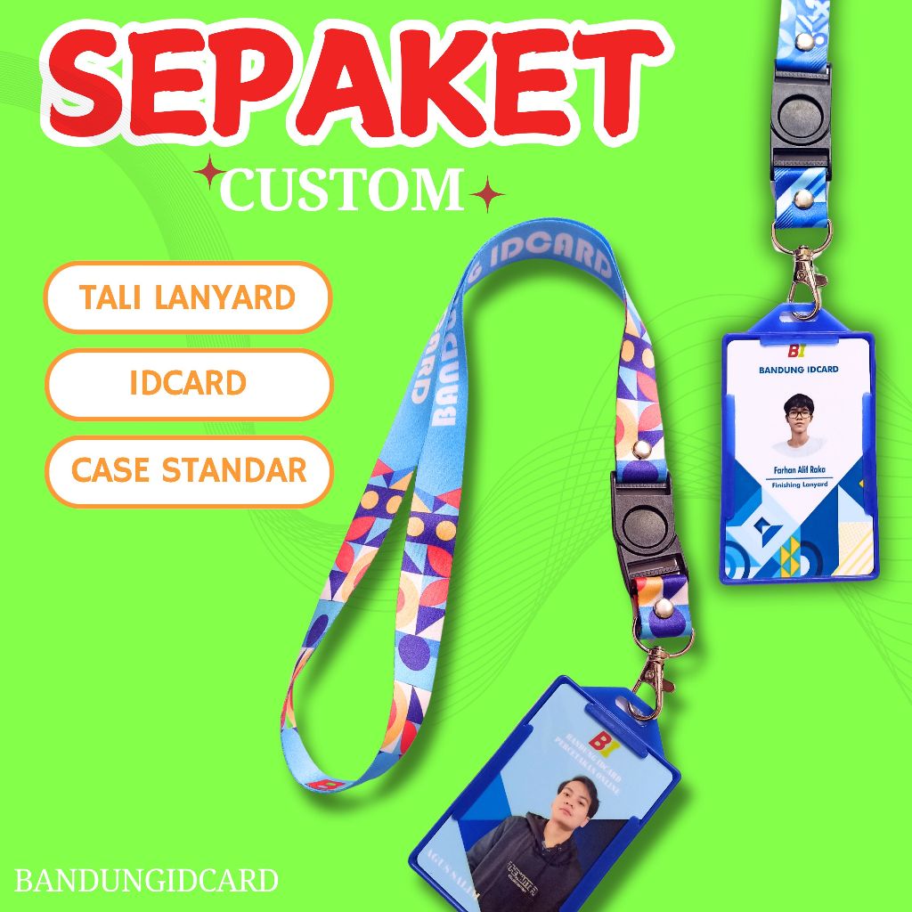Cetak sepaket 2cm 2sisi Tali lanyard id card custom dan case/tali lanyard id card custome sublim