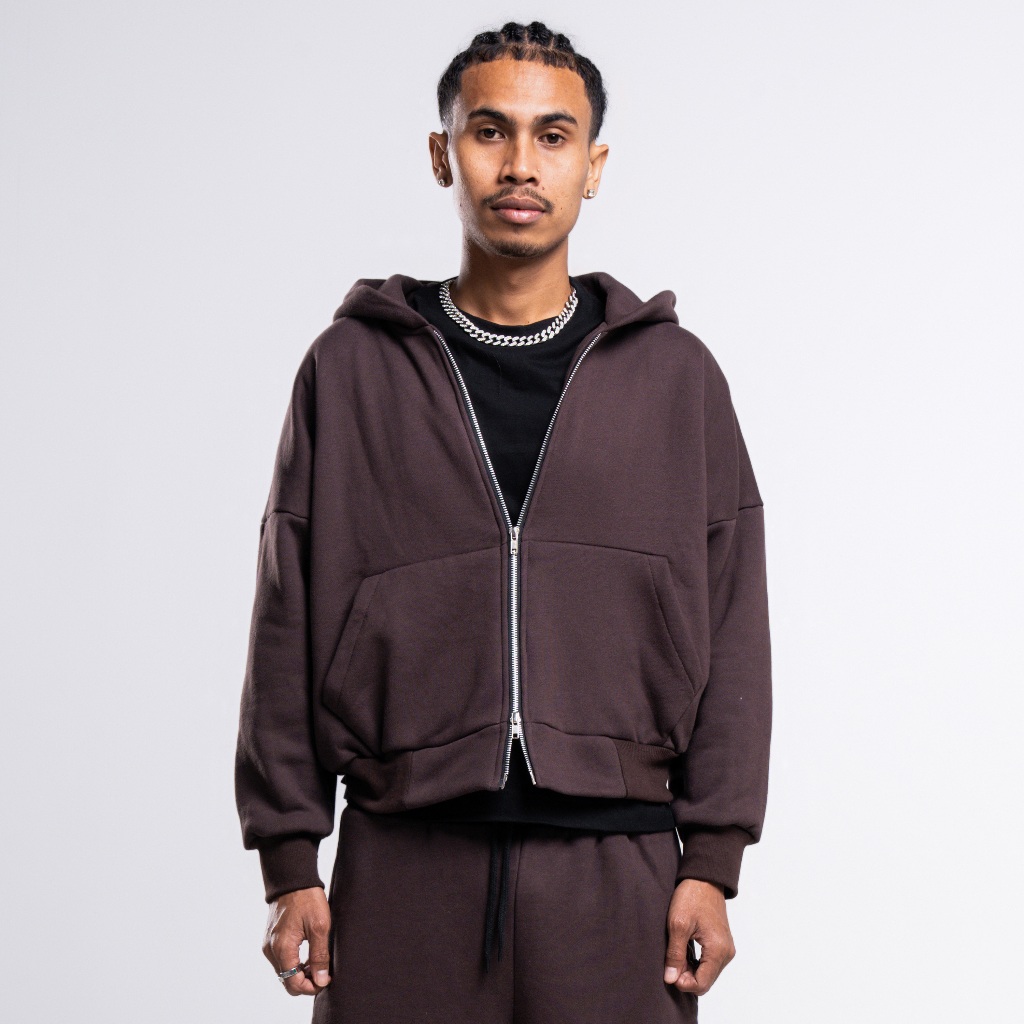 RB JORN - Hoodie Double Zipper Cokelat / Zipper Hoodie / Zipper / Hoodie Boxy Zipper / Double Zipper