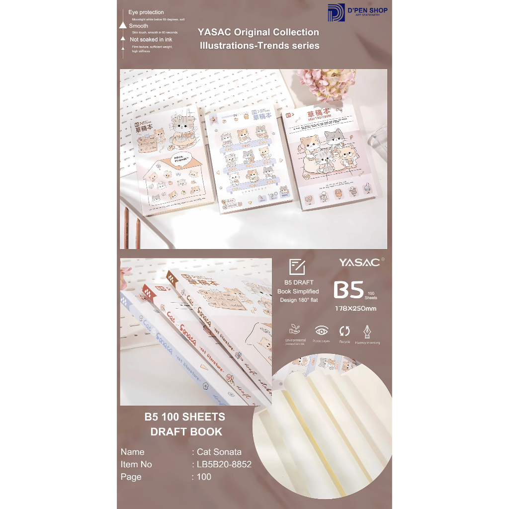 

Draft Book B5 100 Lembar | Buku Catatan notebook Kertas Premium Smooth Eye Protection Cat Sonata ESAER