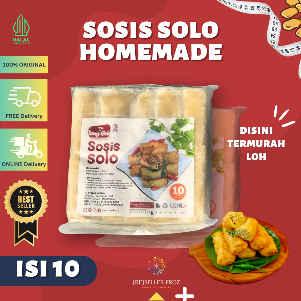 SOSIS SOLO ISI 10 | SOSIS SOLO FROZEN ISIAN FULL AYAM SUWIR | HALAL | SOSIS SOLO HOME MADE