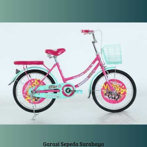 SEPEDA ANAK PEREMPUAN SAKONI BLACKPINK SEPEDA MINI ANAK 20 SAKONI BLACKPINK KERANJANG SIAP KIRIM - B