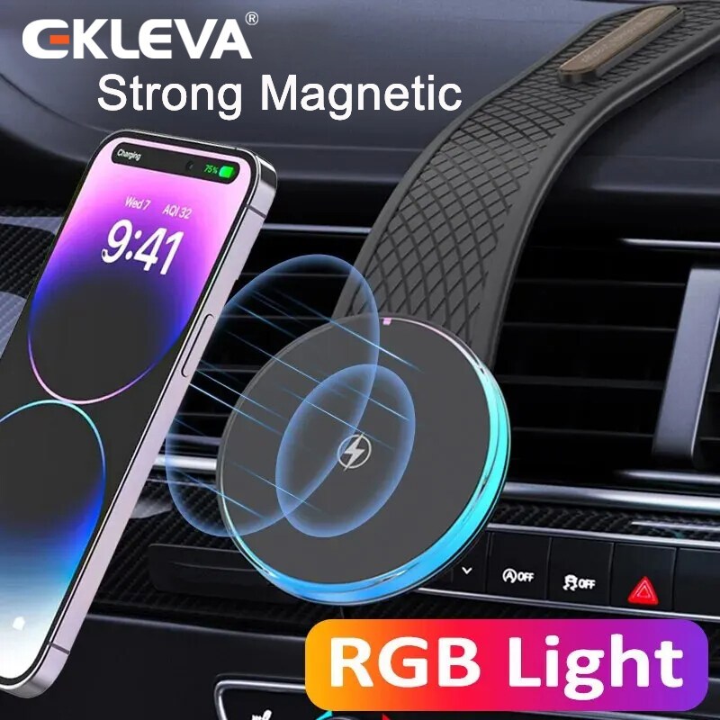 EKLEVA Dudukan Pengisi Daya Nirkabel Mobil Magnetik Dudukan Ponsel Mobil Pengisian Cepat