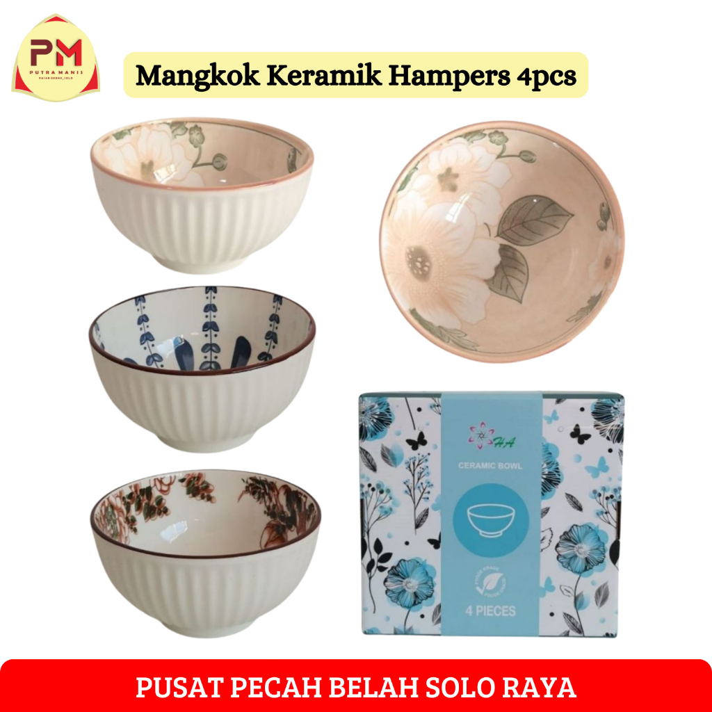 Hampers Mangkok Keramik Isi 4pcs | Hampers Mangkok | Hampers Mangkuk | Mangkok Lucu