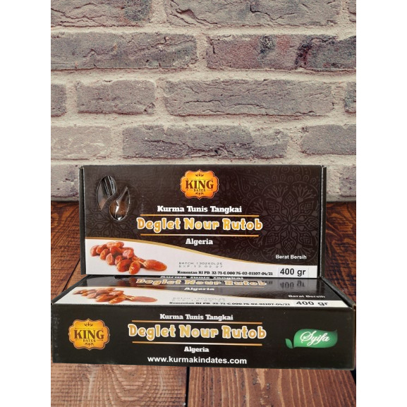 

KURMA TUNIS TANGKAI 400GR/KING TUNIS TANGKAI DEGLET NOUR RUTOB 400GR