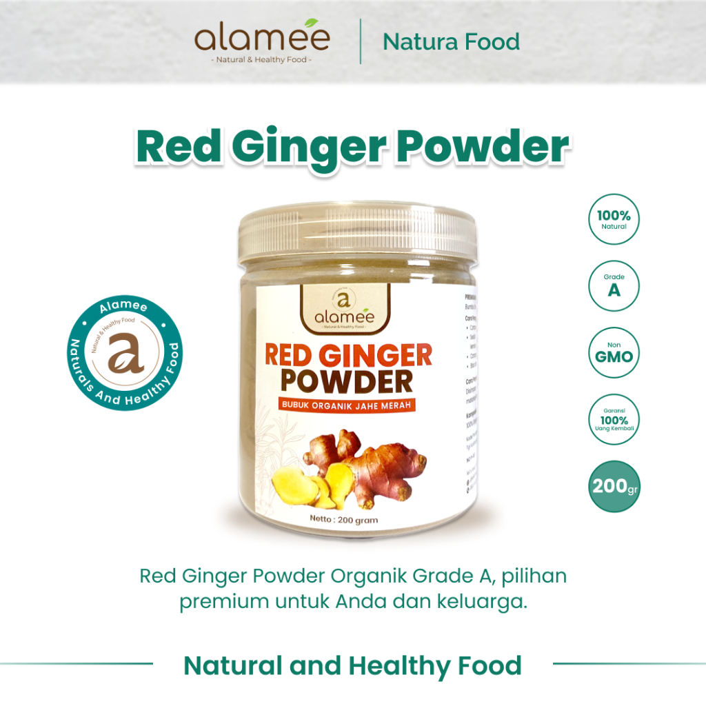 

ALAMEE Red Ginger Powder Premium Minuman Jahe Merah Bubuk Tanpa Campuran Sehat Serbuk Minuman 200gr