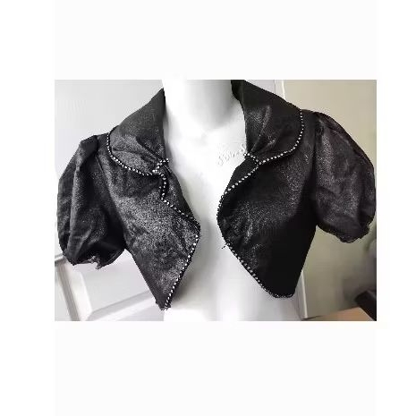 Outer crop top BAJU KOREA luaran hitam lengan balon