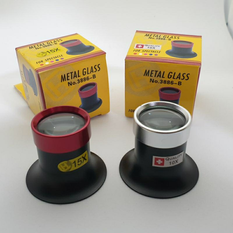10x 15x Lup Kaca Pembesar Almunium Anti Pecah Loup Magnifier