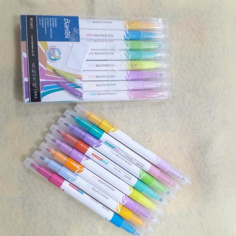 

Stabilo Bantex Highlighter Dual Color / Penanda Teks Ujung Dua Warna Satu Set Isi 8 Pcs