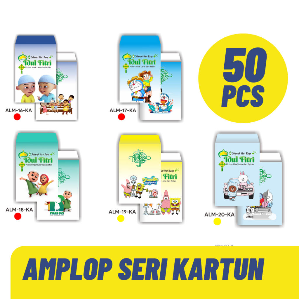 

AMPLOP LEBARAN 50 PCS MOTIF KARTUN LUCU UNIK