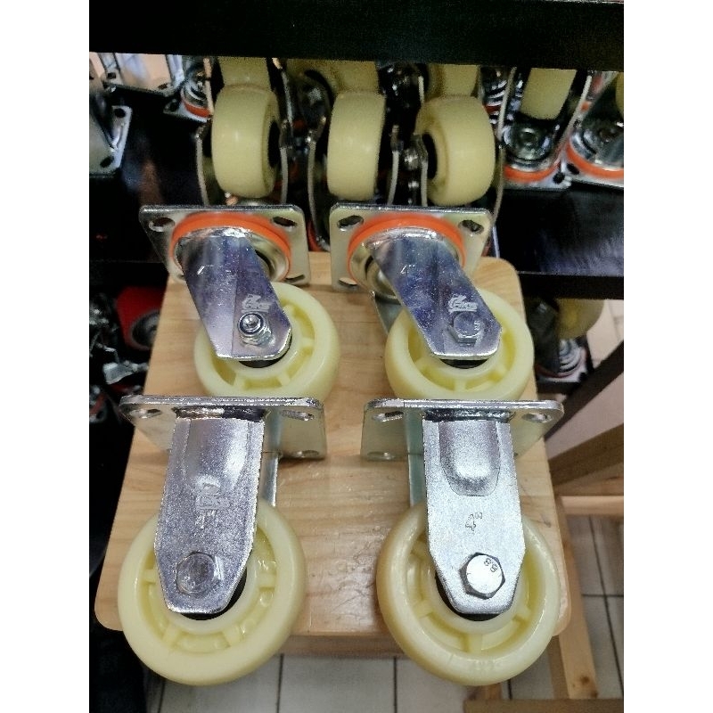 RKS - Roda 4" inch HT Nylon Heavy Duty Double bearing caster 1set ( 4pcs ) ( 2 Mati + 2 Hidup) Roda 