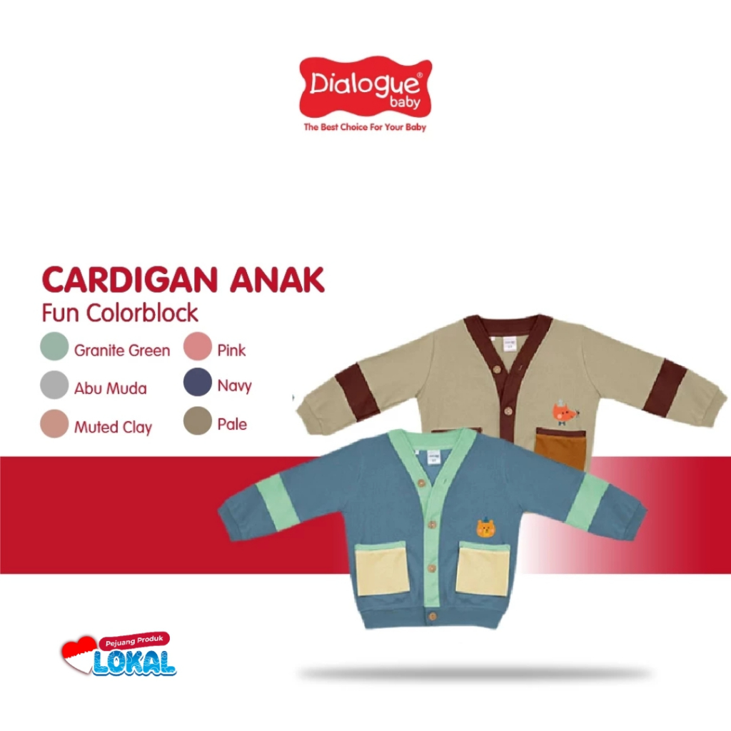 Dialogue Baby Cardigan Anak Fun Colorblock DAS7021 DAS7022 DAS7023 DAS7024 DAS7025