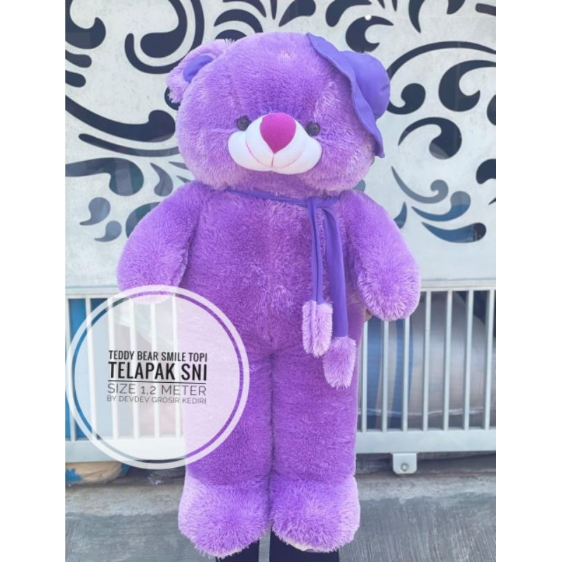 Boneka Teddy Bear Syal Topi Jumbo 1,2m