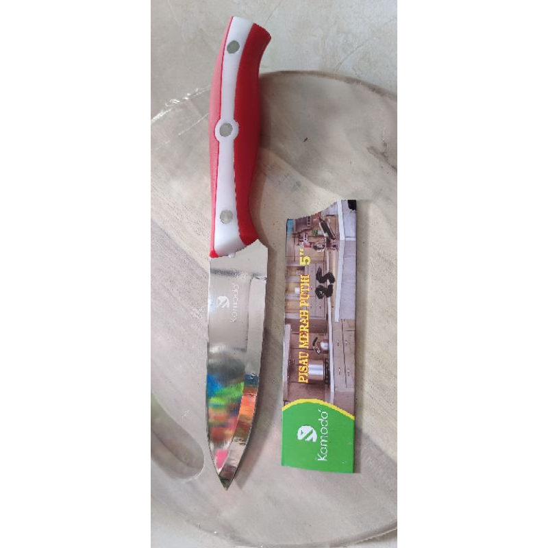 Pisau Stainless  Merah Putih Ganggang Merah 5" Komodo 5" Pisau Daging Dan Sayur
