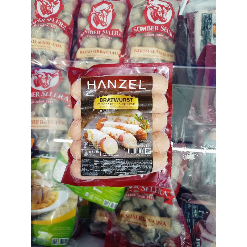 

Frozenfood HANZEL Sosis Bratwurst Mozarella 360gr