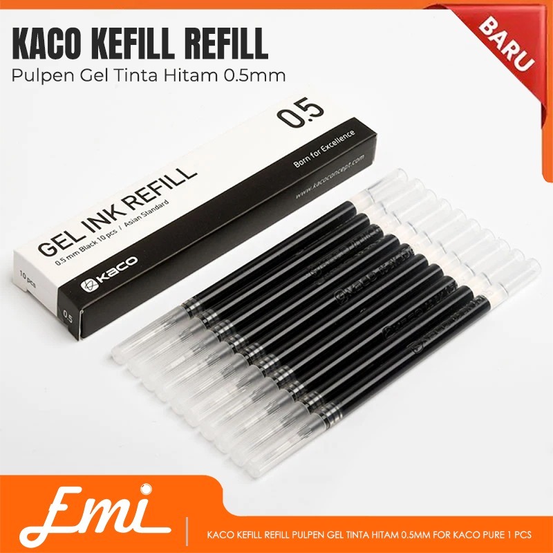 

REFILL Kaco Pulpen Gel Tinta Hitam 0.5mm for Kaco PURE 1 PCS Isi Tinta