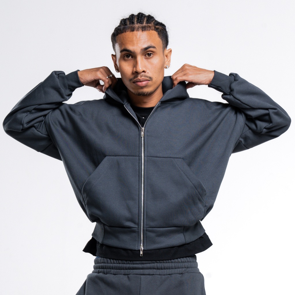 JORN - Boxy Double Zip Dark Grey/ Zipper Hoodie Boxy / Zipper Boxy / Zipper Boxy 375gsm / Zipper