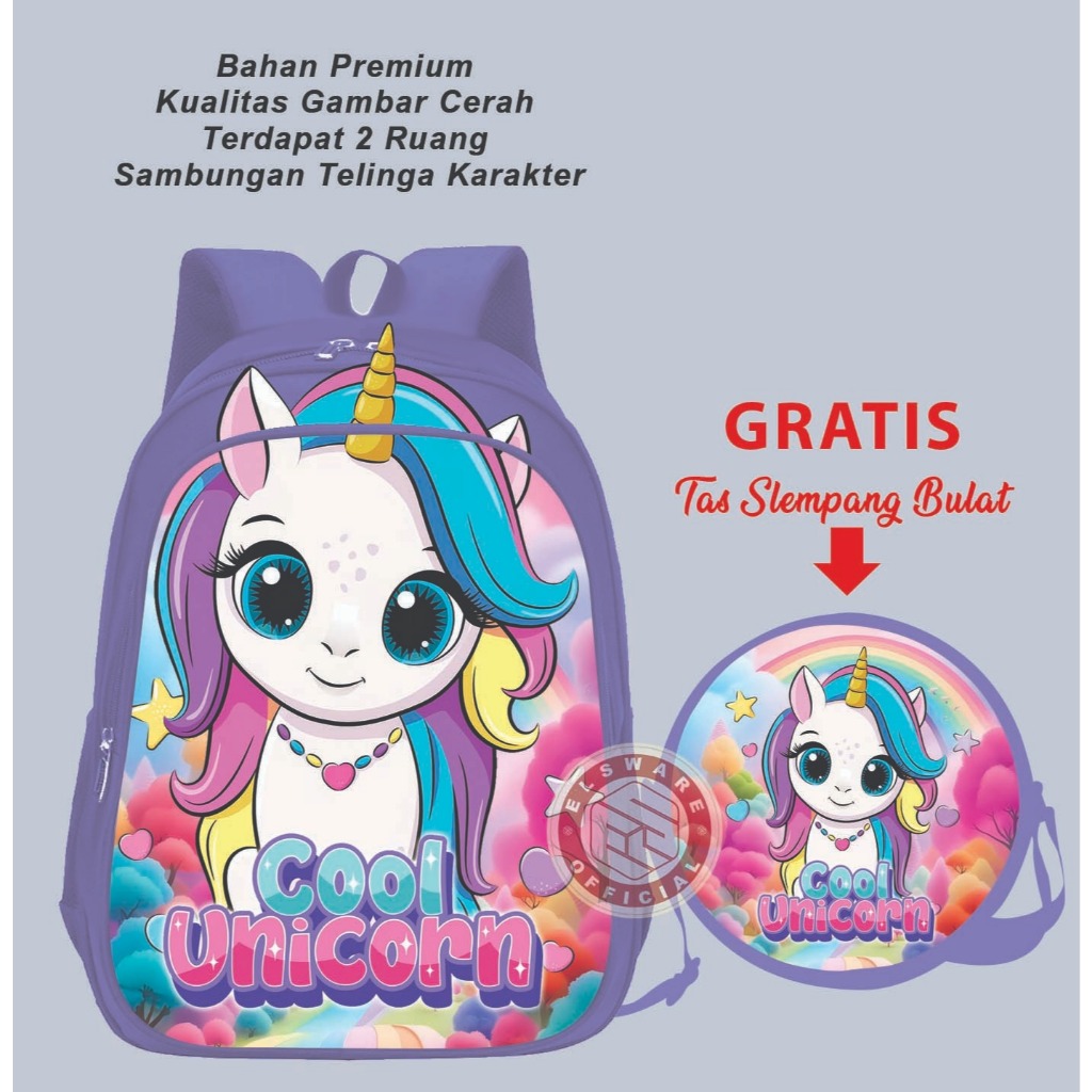 Tas Unicorn Tas Anak Perempuan TK Tas Ransel Anak Sekolah TK Tas Ransel Anak