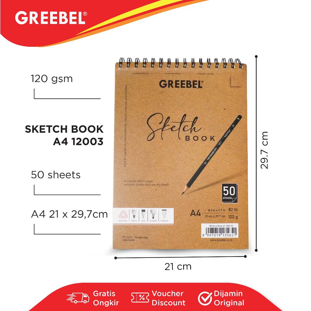 

YUH GREEBEL Sketch Book A4 / Buku Ganbar A4 / 12001/12002/2003