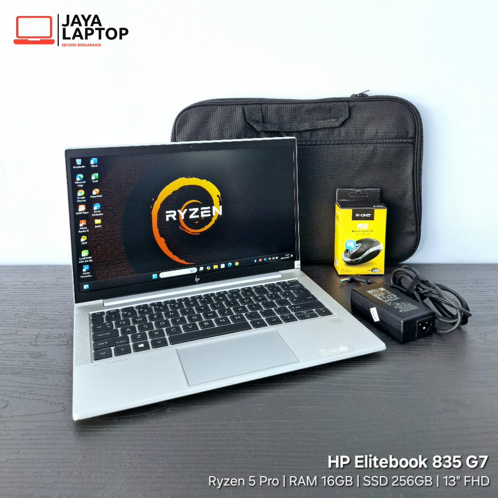HP Elitebook 835 G7 Ryzen 5 Pro RAM 16GB SSD 256GB 13 inch FHD Laptop Second Bekas Desain Grafis 3D 