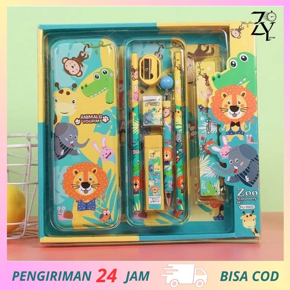 

THE TIME-Kotak Pensil Anak Set 7In1 Stationery Untuk Hadiah Anak Sekolah / Kotak Pensil Karakter Murah Stationery Set 8in1 / Alat Tulis Set