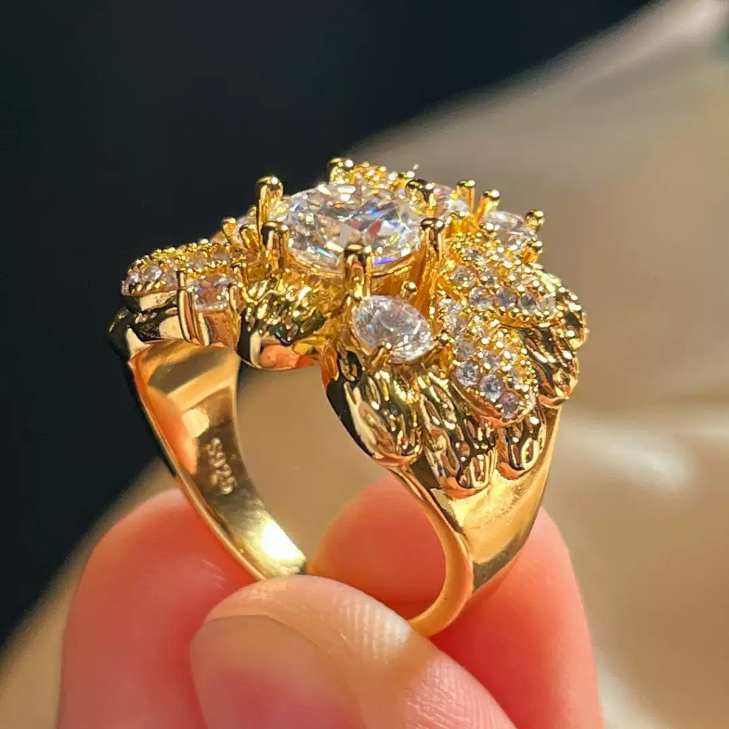 ❤  COD【17K /emas asli/750kadar】Cincin Bunga Bunga Cincin Daisy Kecil