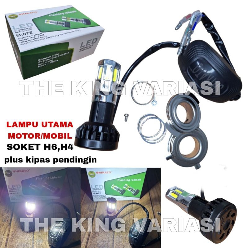 LAMPU UTAMA LED MOTOR DAN MOBIL M02E 6 SISI PUTIH SUPER TERANG MODE DIAM DAN KEDIP / LAMPU UTAMA MOT