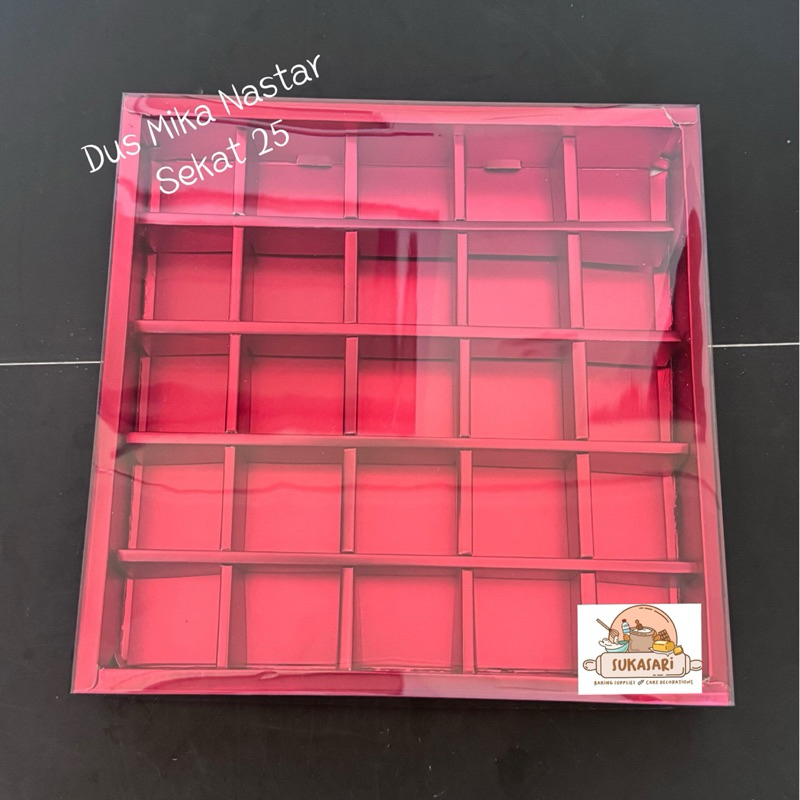Dus Nastar no (7) Sekat 25 Merah Box mika Nastar macaroon cookies Red Mica