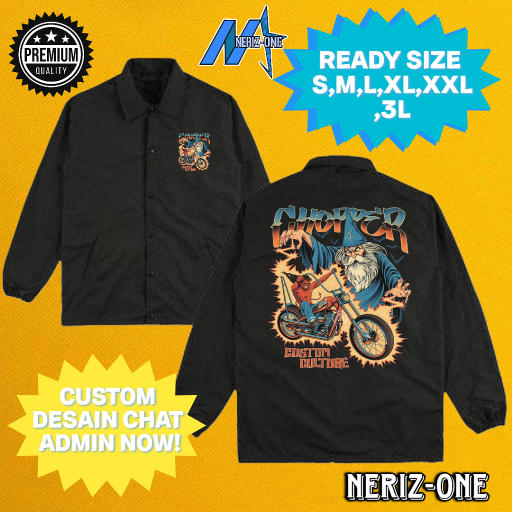 COACH JACKET PRIA DESAIN SABLON OTOMOTIF KEREN CHOPPER CUSTOM CULTURE READY COACH KANCING DAN SLETIN