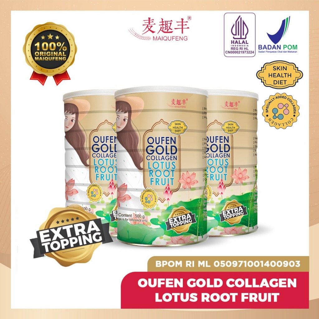 MAIQUFENG Oufen Lotus Root Powder Bubuk Akar Teratai Original BPOM RI (HALAL) - GOLD Fruit