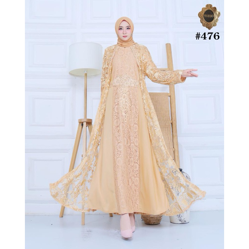Gamis Brokat Premium Jumbo Busui Gaun Pesta Muslimah Grosir by Tozzo 8905