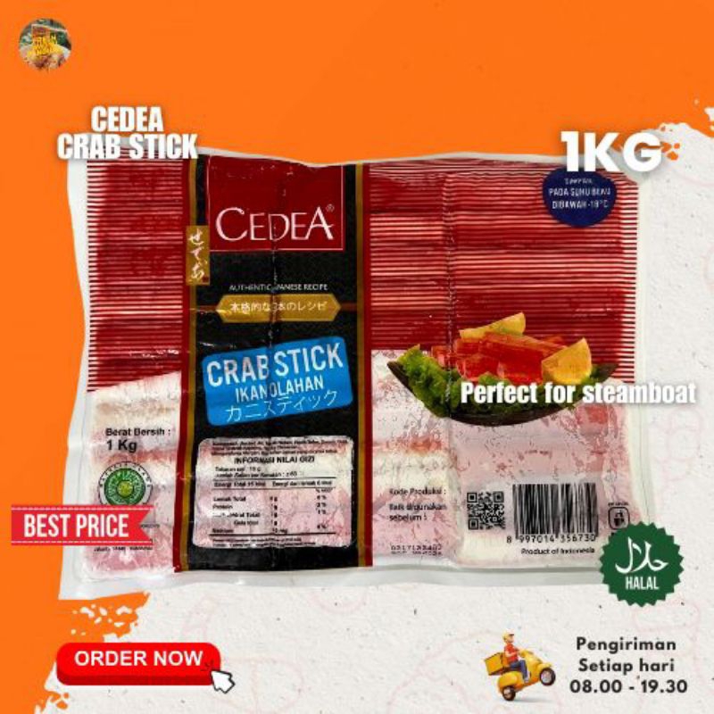 

CRAB STICK PREMIUM Stik Kepiting Suki Steamboat Shabu Cedea Curah 1Kg