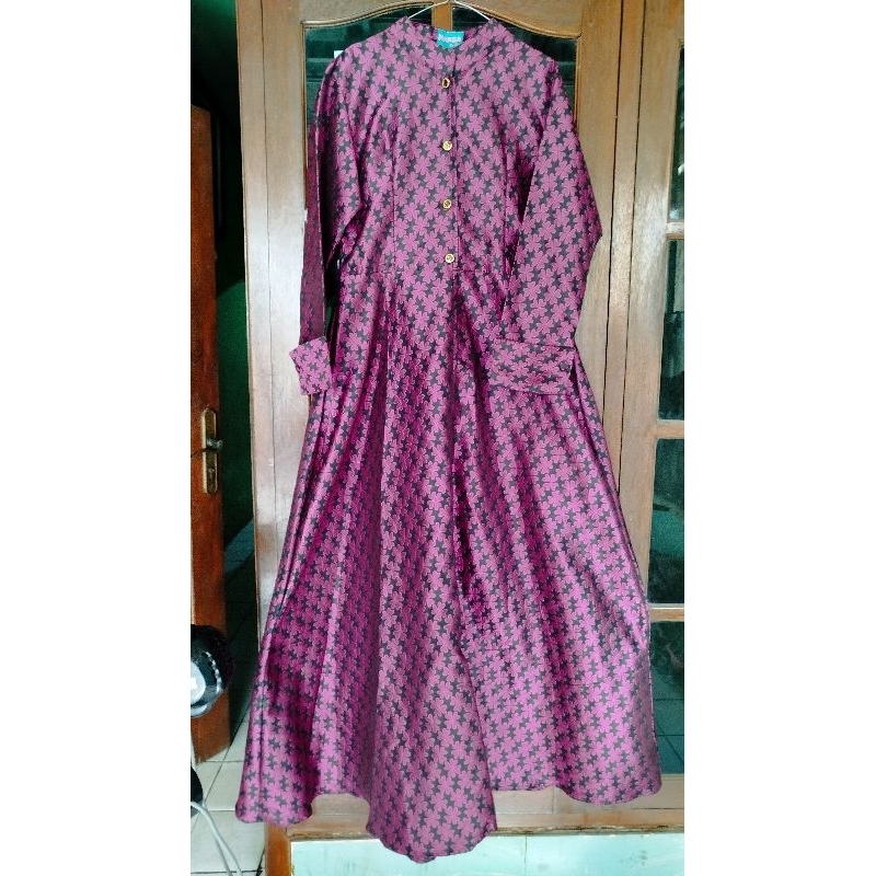 Baju Gamis Wanita Warna Ungu Motif - Gamis Murah Bagus